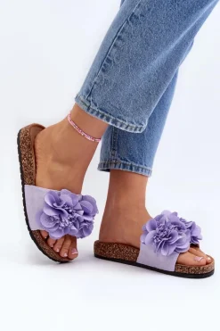 Damskie Klapki Z Kwiatami Fioletowe Lulania