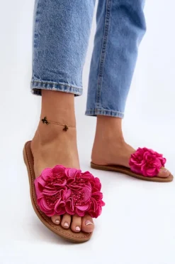 Damskie Klapki Z Kwiatkami Fuksja Eelfan
