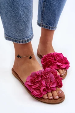 Damskie Klapki Z Kwiatkami Fuksja Eelfan