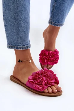 Damskie Klapki Z Kwiatkami Fuksja Eelfan