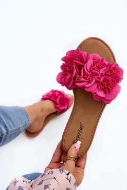 Damskie Klapki Z Kwiatkami Fuksja Eelfan