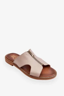 Damskie Klapki Z Ozdobnym Zamkiem Beżowe Lemar Clarence