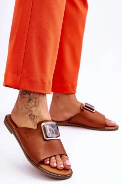 Damskie Klapki Z Ozdobnym Elementem Camel Leonia