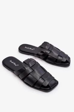 Damskie Klapki Z Paskami Czarne Reyna