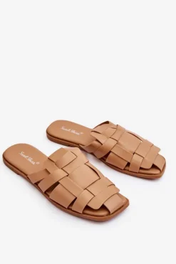 Damskie Klapki Z Paskami Beżowe Reyna