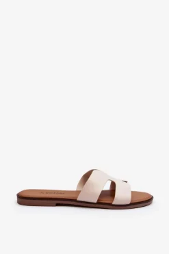 Damskie Klapki Z Wycięciem Beżowe Lumossa