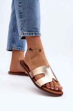 Damskie Klapki Z Wycięciem Różowe Złote Lumossa