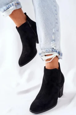 Damskie Klasyczne Botki Zamszowe Czarne Flashbrook