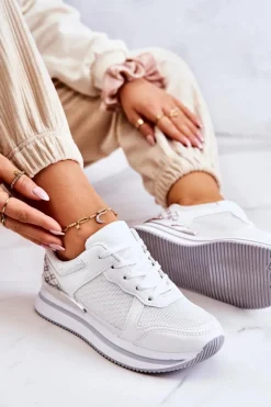 Damskie Klasyczne Buty Sportowe Na Koturnie Białe Advanced