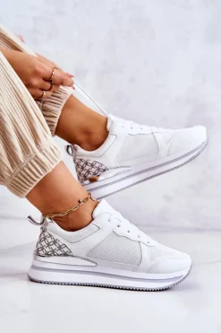 Damskie Klasyczne Buty Sportowe Na Koturnie Białe Advanced