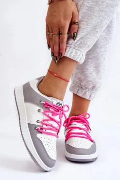 Damskie Klasyczne Buty Sportowe Podwójnie Sznurowane Biało-Szare Jella