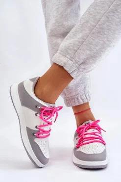 Damskie Klasyczne Buty Sportowe Podwójnie Sznurowane Biało-Szare Jella