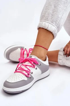 Damskie Klasyczne Buty Sportowe Podwójnie Sznurowane Biało-Szare Jella