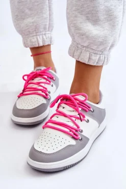 Damskie Klasyczne Buty Sportowe Podwójnie Sznurowane Biało-Szare Jella