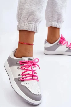 Damskie Klasyczne Buty Sportowe Podwójnie Sznurowane Biało-Szare Jella