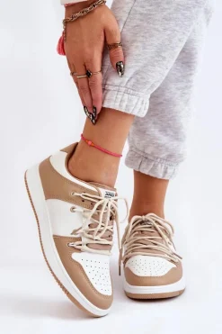 Damskie Klasyczne Buty Sportowe Podwójnie Sznurowane Biało-Beżowe Jella