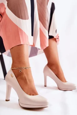 Damskie Klasyczne Czółenka Na Platformie Perłowy Beżowy Alivene