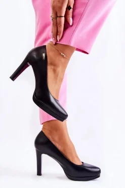 Damskie Klasyczne Czółenka Na Platformie Czarne Alivene