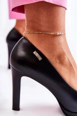 Damskie Klasyczne Czółenka Na Platformie Czarne Alivene