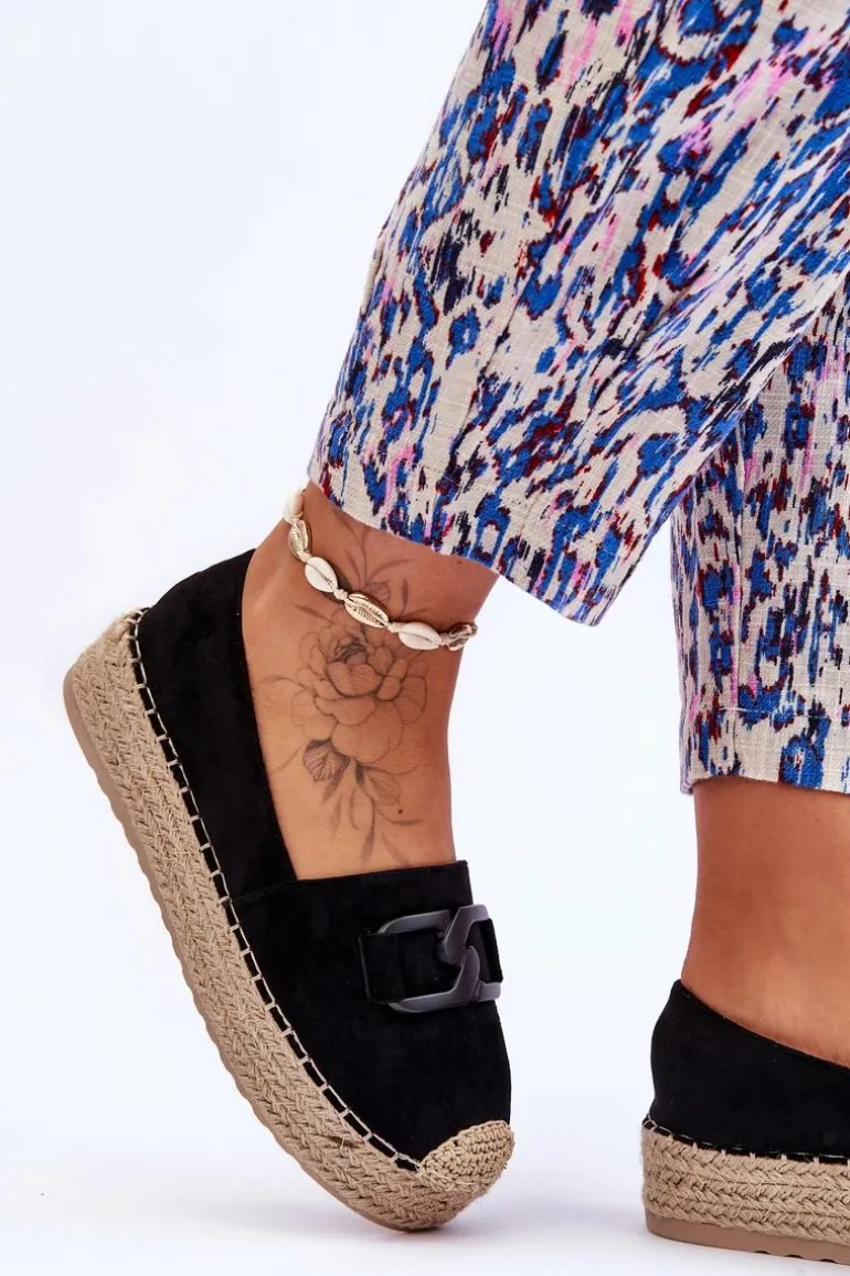 Damskie Klasyczne Espadryle Na Platformie Czarne Maurine