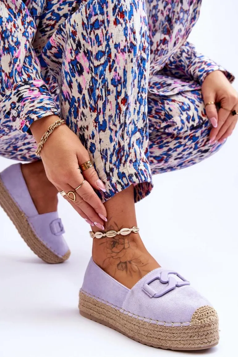 Damskie Klasyczne Espadryle Na Platformie Fioletowe Maurine