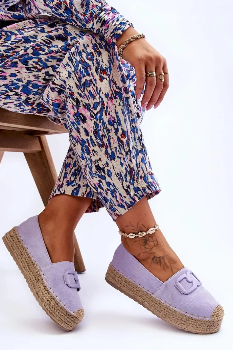 Damskie Klasyczne Espadryle Na Platformie Fioletowe Maurine