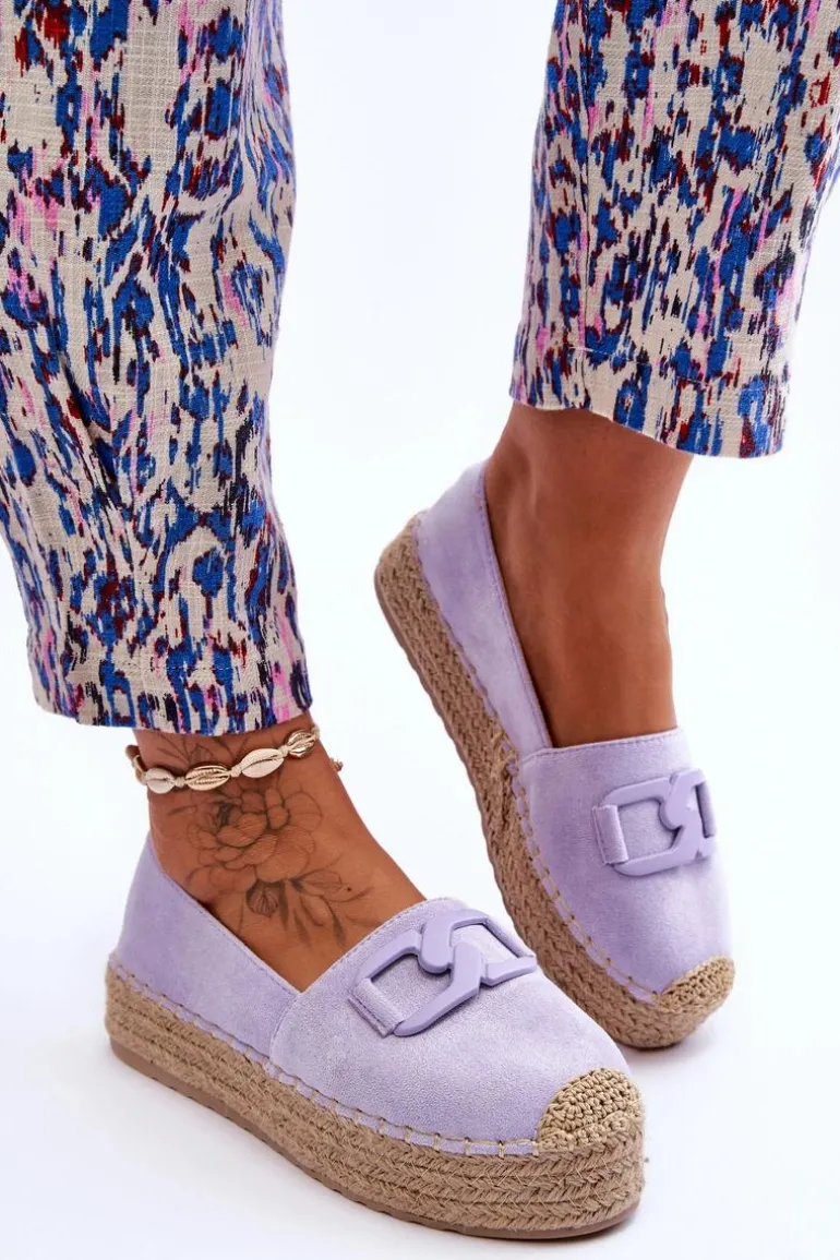 Damskie Klasyczne Espadryle Na Platformie Fioletowe Maurine