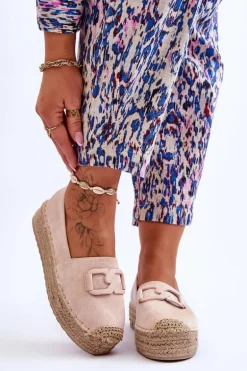 Damskie Klasyczne Espadryle Na Platformie Beżowe Maurine