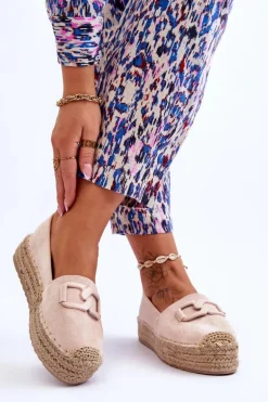 Damskie Klasyczne Espadryle Na Platformie Beżowe Maurine