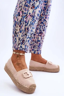 Damskie Klasyczne Espadryle Na Platformie Beżowe Maurine