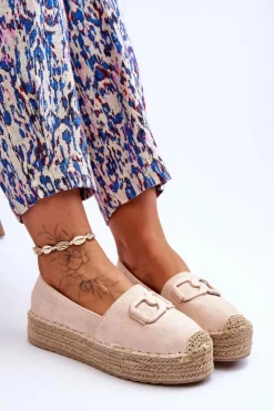 Damskie Klasyczne Espadryle Na Platformie Beżowe Maurine