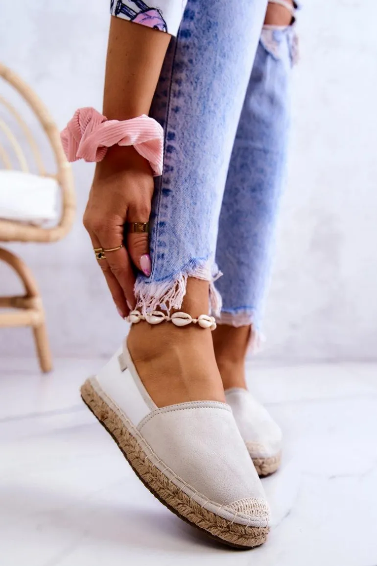 Damskie Klasyczne Espadryle Big Star JJ274951 Biało-Szare