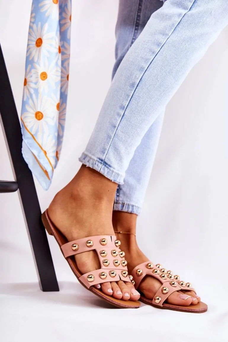 Damskie Klasyczne Klapki Z Ozdobami Różowe Scotlyn