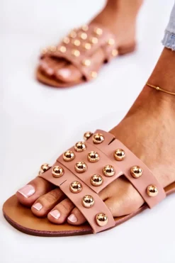 Damskie Klasyczne Klapki Z Ozdobami Różowe Scotlyn