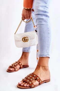 Damskie Klasyczne Klapki Z Ozdobami Brązowe Scotlyn