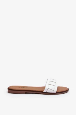 Damskie Klasyczne Klapki Na Płaskim Obcasie Białe Namrita