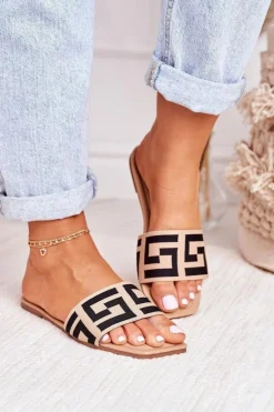 Damskie Klasyczne Klapki Beżowe Melinda