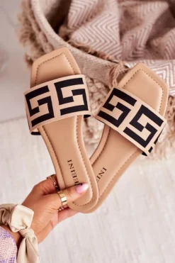 Damskie Klasyczne Klapki Beżowe Melinda