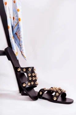 Damskie Klasyczne Klapki Z Ozdobami Czarne Scotlyn