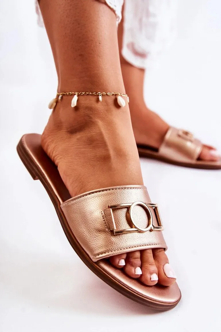 Damskie Klasyczne Klapki Z Ozdobą Złote Sherri