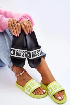 Damskie Klasyczne Klapki Big Star LL274742 Limonkowe