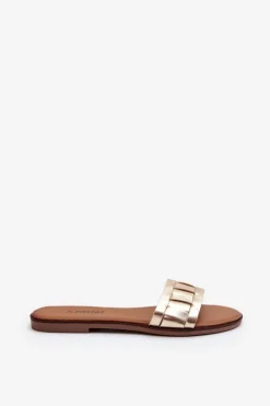 Damskie Klasyczne Klapki Na Płaskim Obcasie Złote Namrita