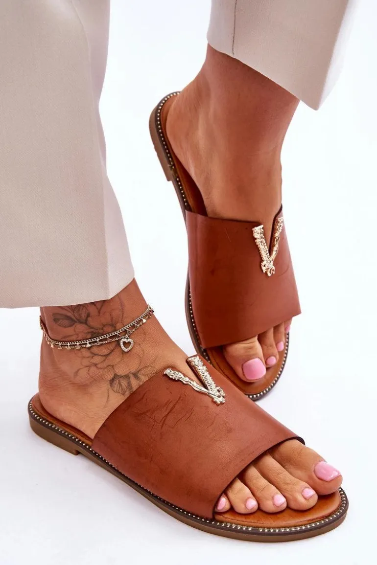 Damskie Klasyczne Klapki Z Ozdobą Camel Bertha