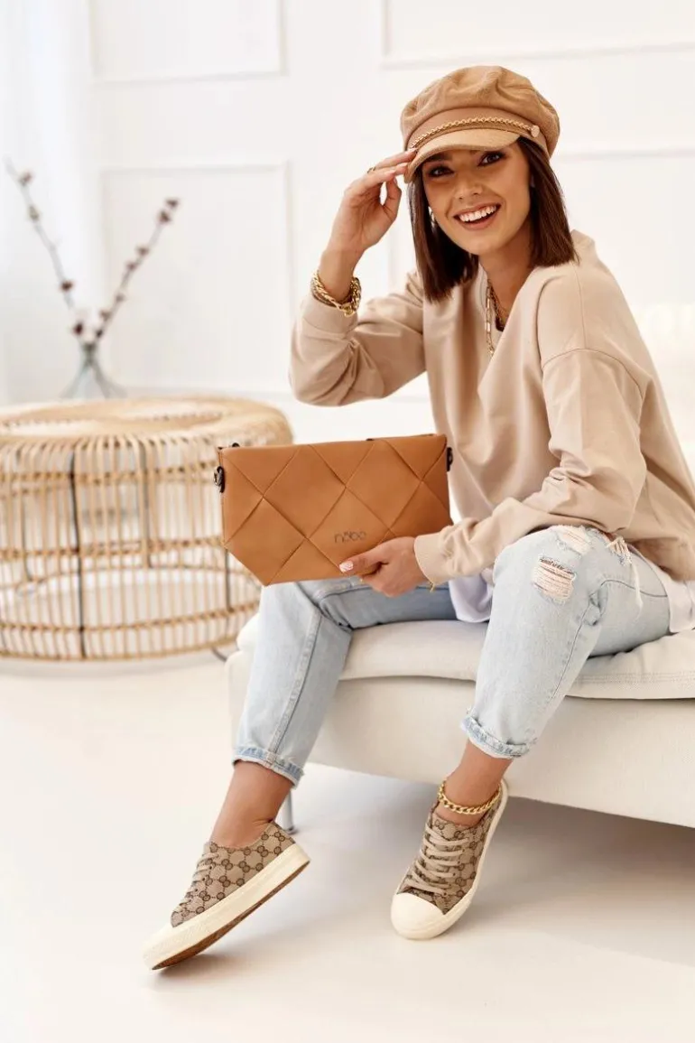 Damskie Klasyczne Logowane Trampki Khaki Challenge