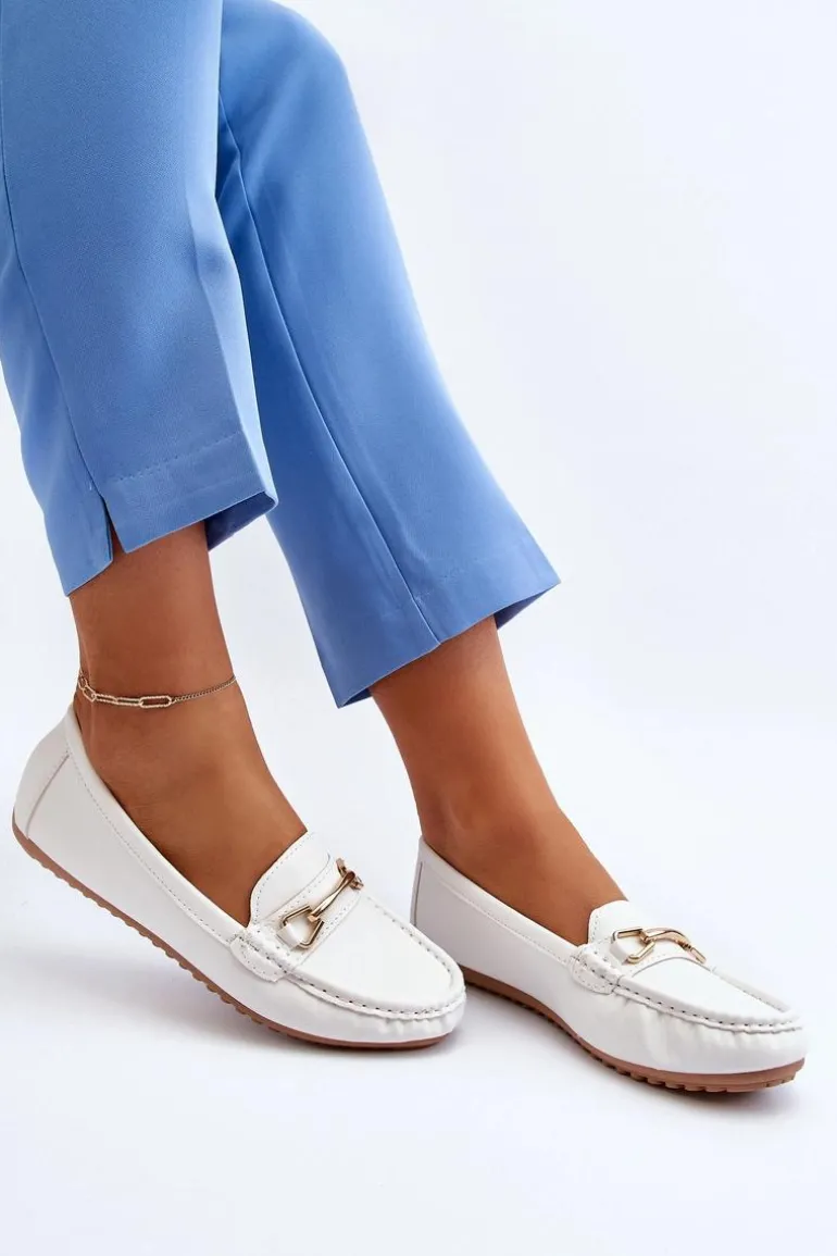 Damskie Klasyczne Mokasyny Z Ozdobą Białe Ainslee