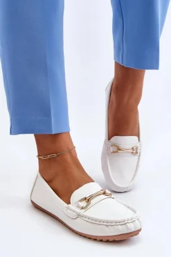 Damskie Klasyczne Mokasyny Z Ozdobą Białe Ainslee