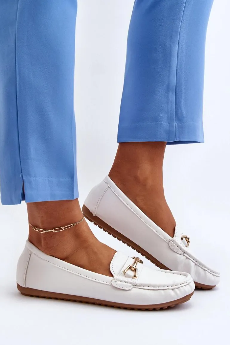 Damskie Klasyczne Mokasyny Z Ozdobą Białe Ainslee