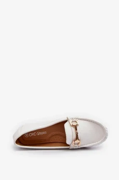 Damskie Klasyczne Mokasyny Eko Skórzane Białe Demese