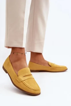 Damskie Klasyczne Mokasyny Żółte Olevin