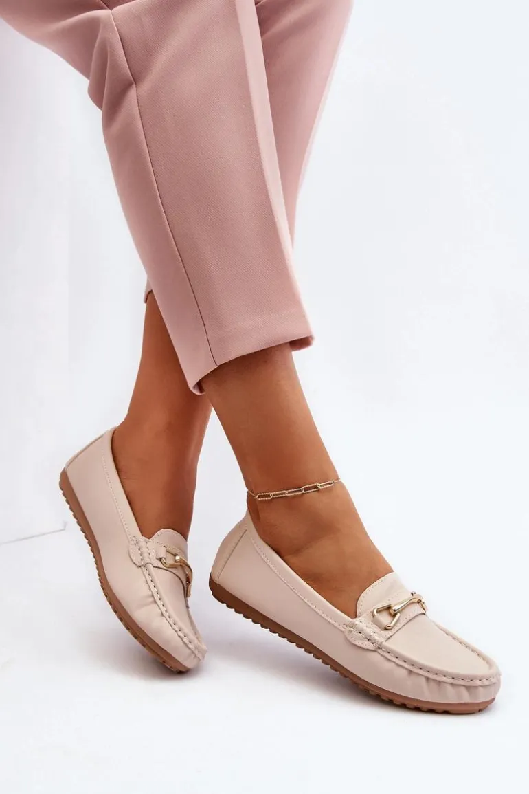 Damskie Klasyczne Mokasyny Z Ozdobą Beżowe Ainslee